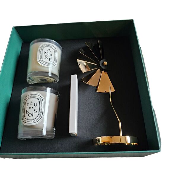 DIPTYQUE Ambre (Amber) &‎ Feu de Bois (Firewood) Scented Candle Carousel Gift Se - Picture 5 of 7